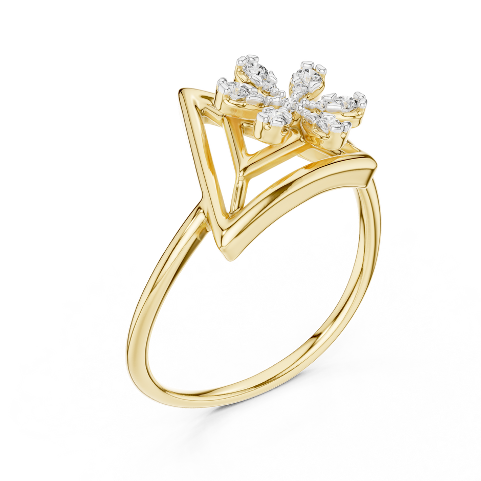 Geometric Triangular Floral Cluster Lab Grown Diamond Ring