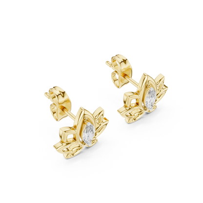 Marquise Cut Lotus Blossom Lab Grown Diamond Earring