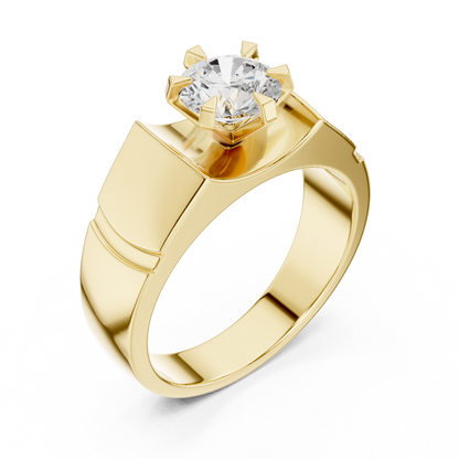 Six Prong 1.50 Ct Round Shape Lab Grown Diamond Ring Curved Recess Solitaire Band