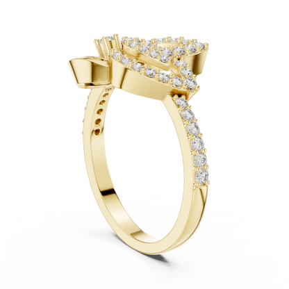 Asymmetric Teardrop & Pave Lab Grown Diamond Cocktail Ring