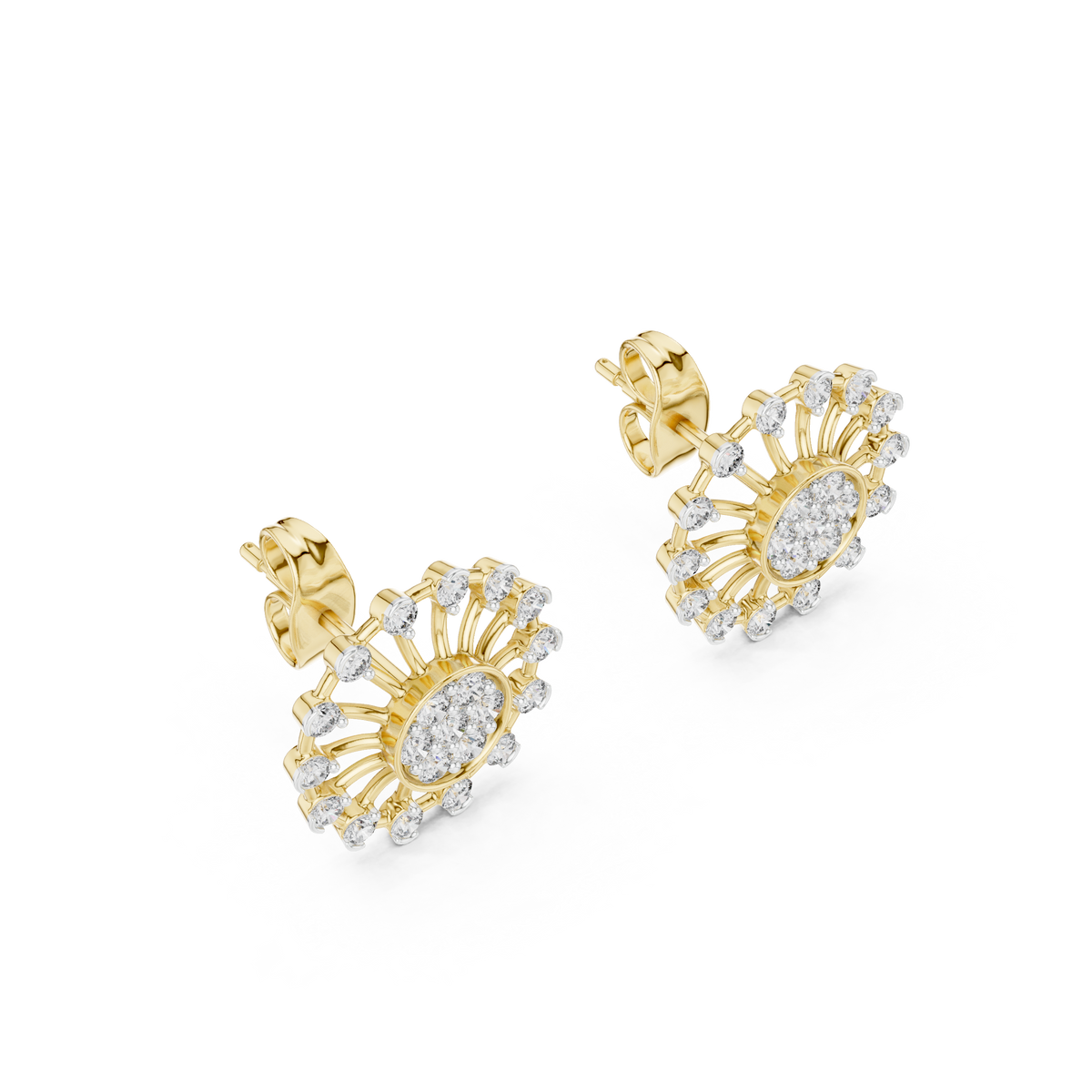 Round Cluster Sunburst Lab Grown Diamond Earring