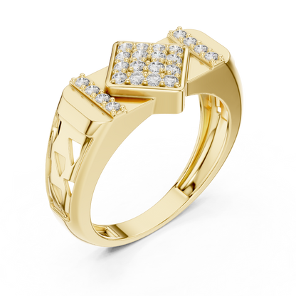 Rhombus Pave Center Openwork Lab Grown Diamond Ring