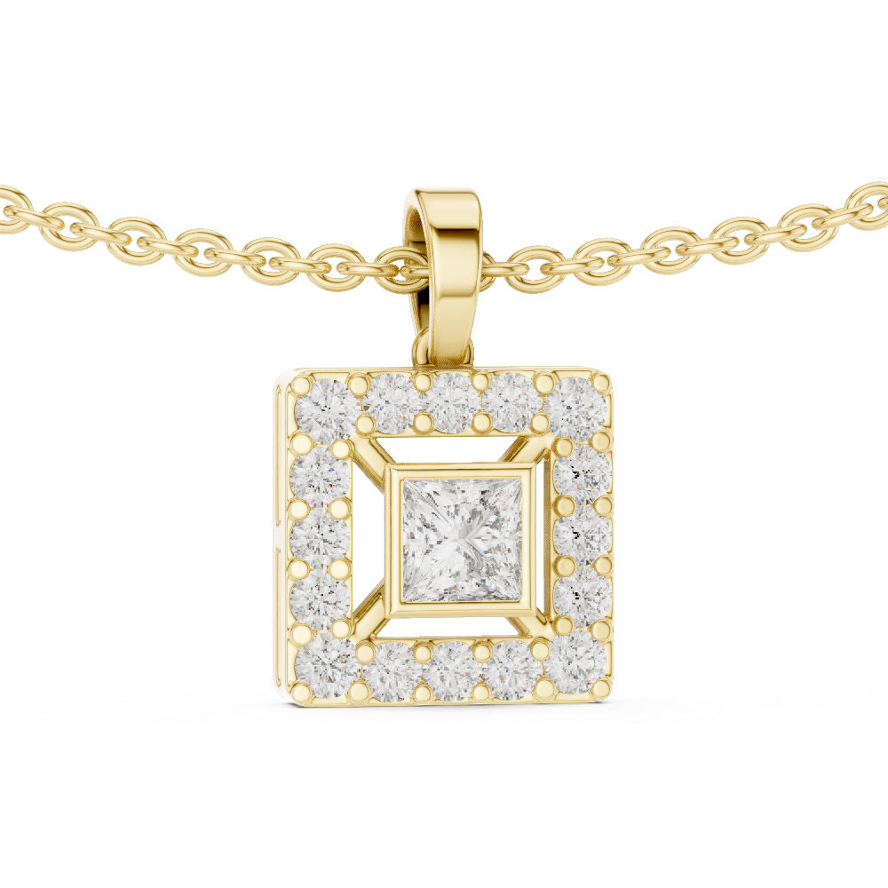 The Royal Geometric Square Halo Lab Grown Diamond Pendant.