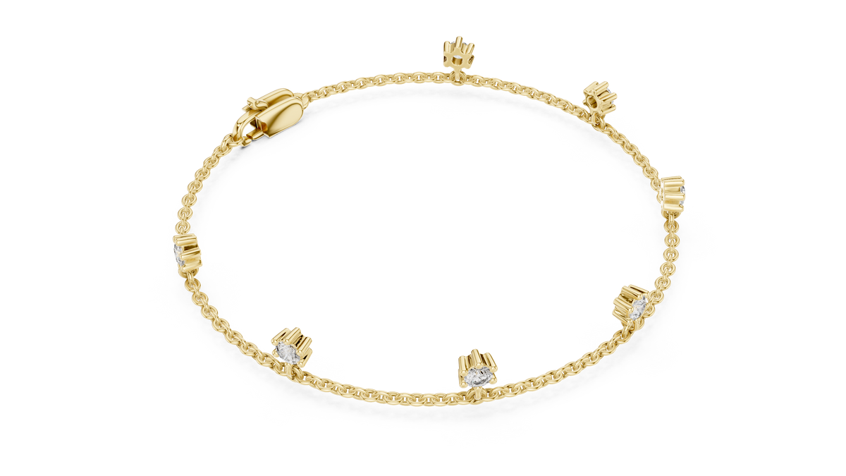 Lab Grown Diamond Dangle Station Chain Bracelet