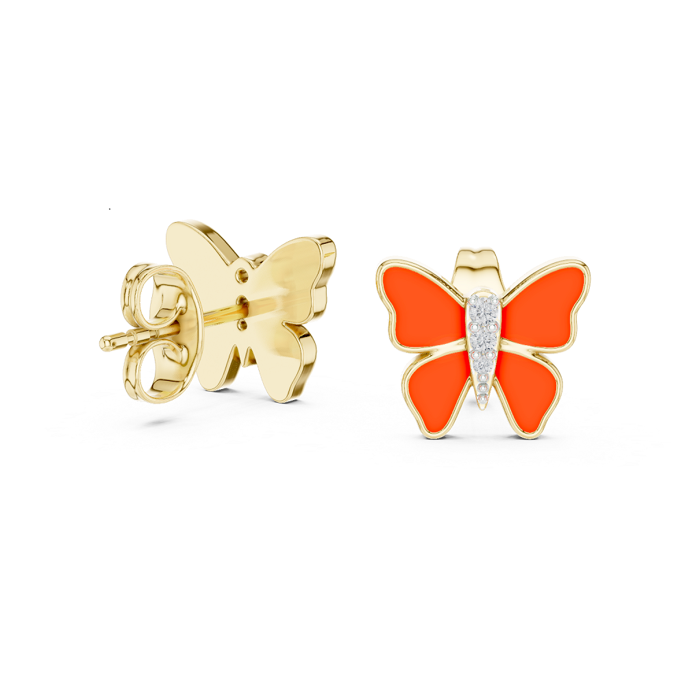 Round Pave Butterfly Motif Lab Grown Diamond Earring