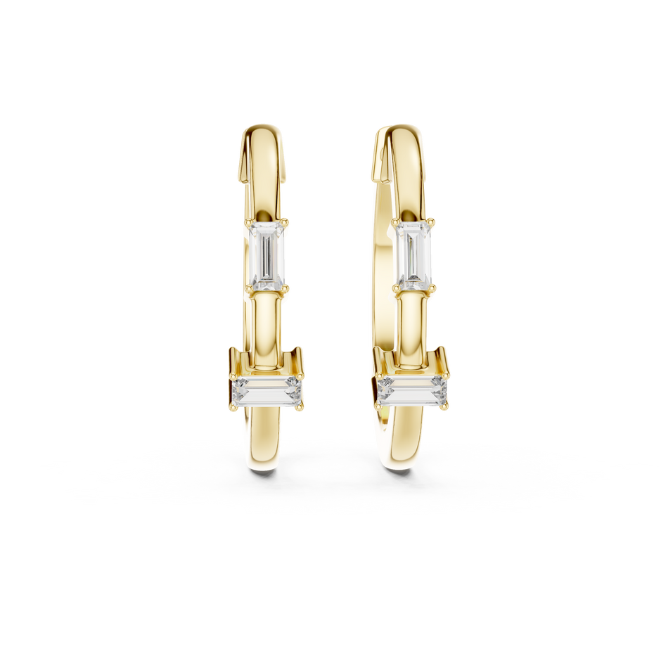 Minimal Baguette Lab Grown Diamond Huggie Hoop Earrings
