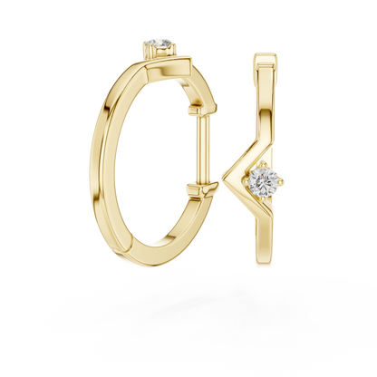 Minimal Chevron Solitaire Lab Grown Diamond Huggie Hoop Earrings
