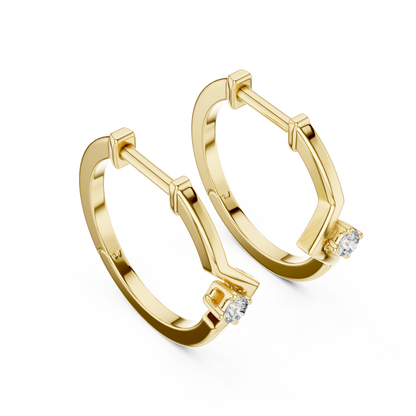 Minimal Chevron Solitaire Lab Grown Diamond Huggie Hoop Earrings