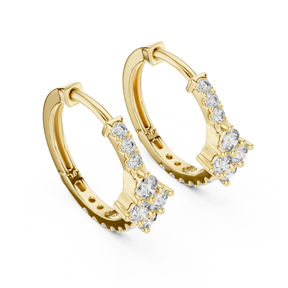Lab Grown Diamond Cluster Focal Huggie Hoop Earrings