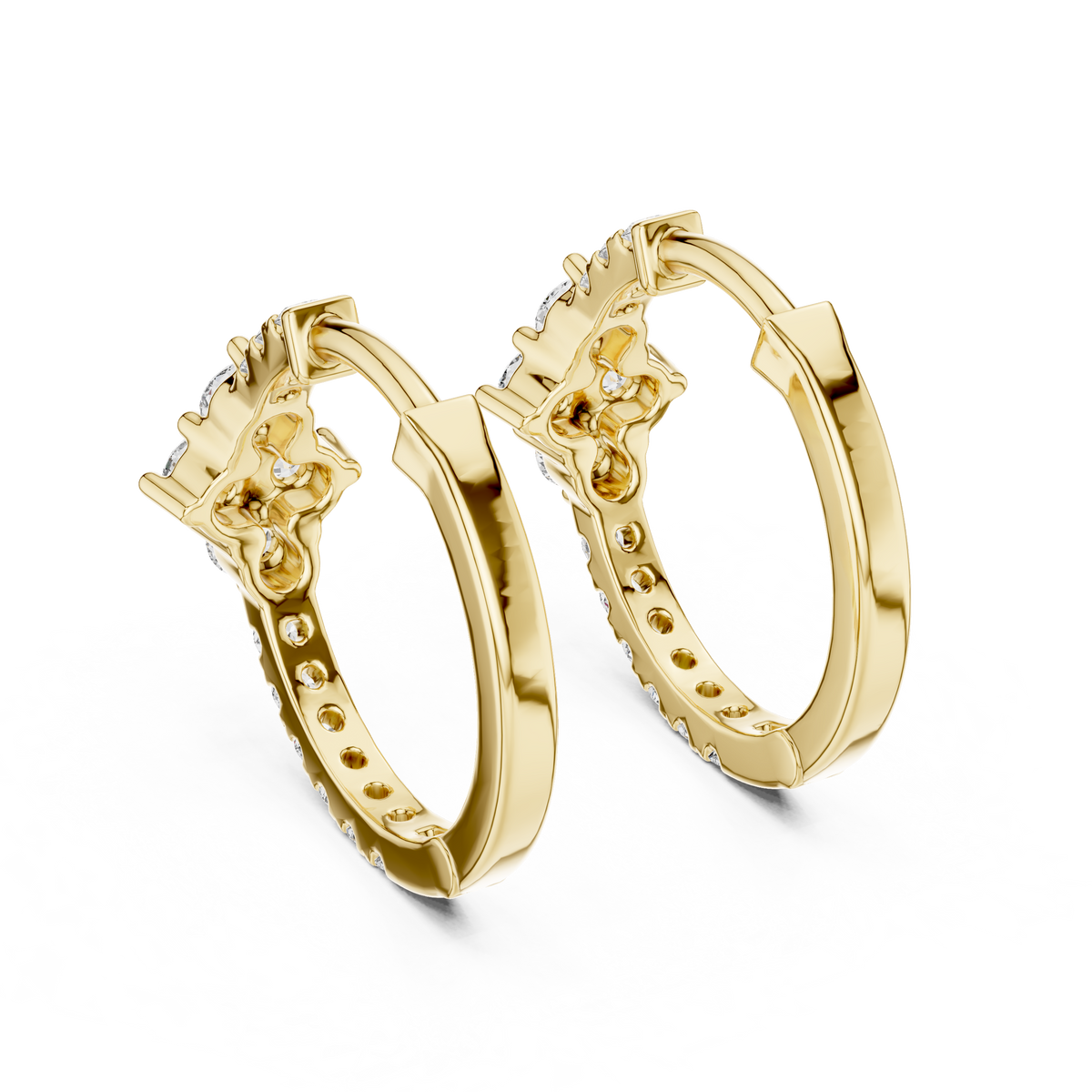 Lab Grown Diamond Cluster Focal Huggie Hoop Earrings