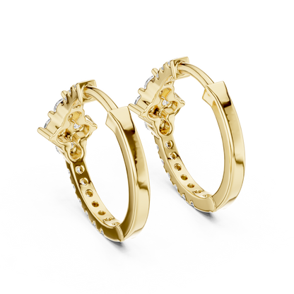 Lab Grown Diamond Cluster Focal Huggie Hoop Earrings