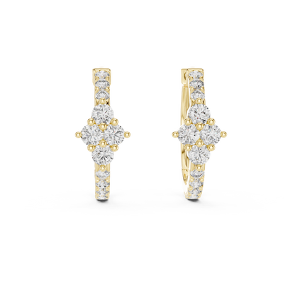 Lab Grown Diamond Cluster Focal Huggie Hoop Earrings