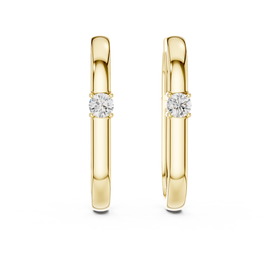 Minimal Solitaire Accent Square Huggie Hoop Lab Grown Diamond Earrings