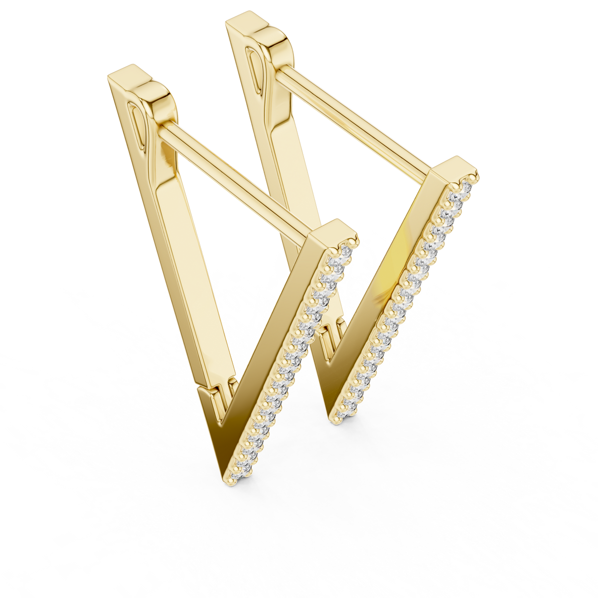 Geometric Pavé Lab Grown Diamond Triangle Huggie Hoop Earrings
