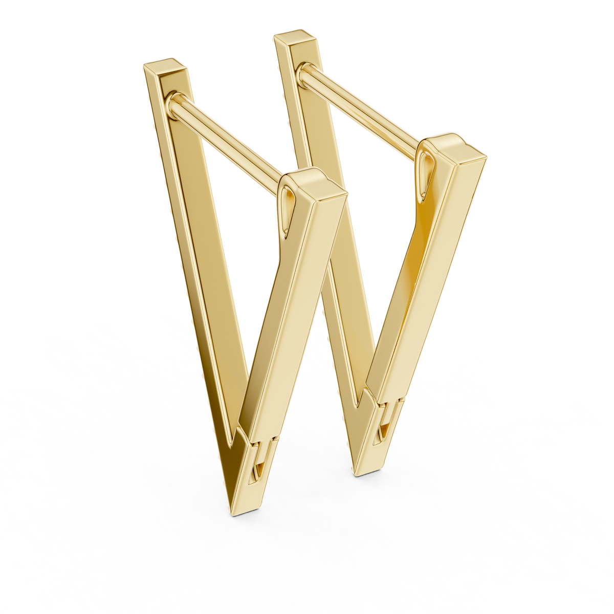 Geometric Pavé Lab Grown Diamond Triangle Huggie Hoop Earrings