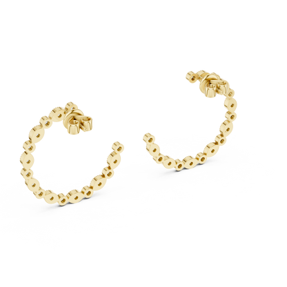 Bezel-Set Alternating Lab Grown Diamonds Open Hoop Earrings