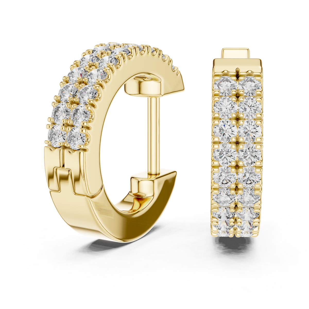 Double Row Lab Grown Diamond Huggie Hoop Earrings