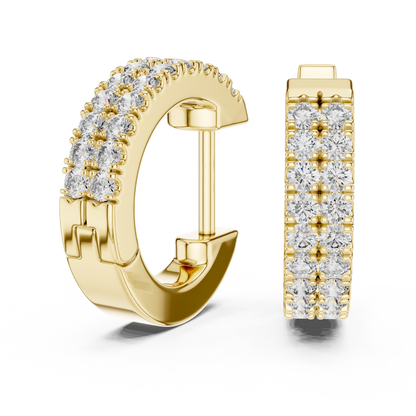 Double Row Lab Grown Diamond Huggie Hoop Earrings