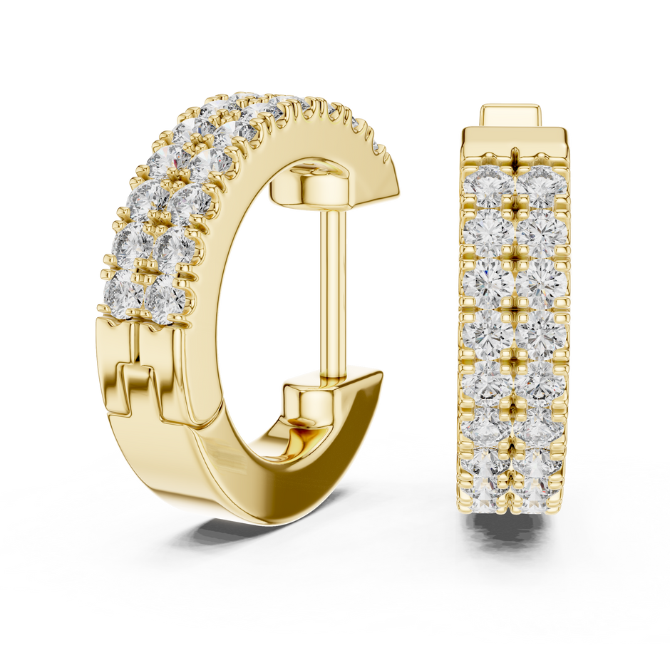 Double Row Lab Grown Diamond Huggie Hoop Earrings