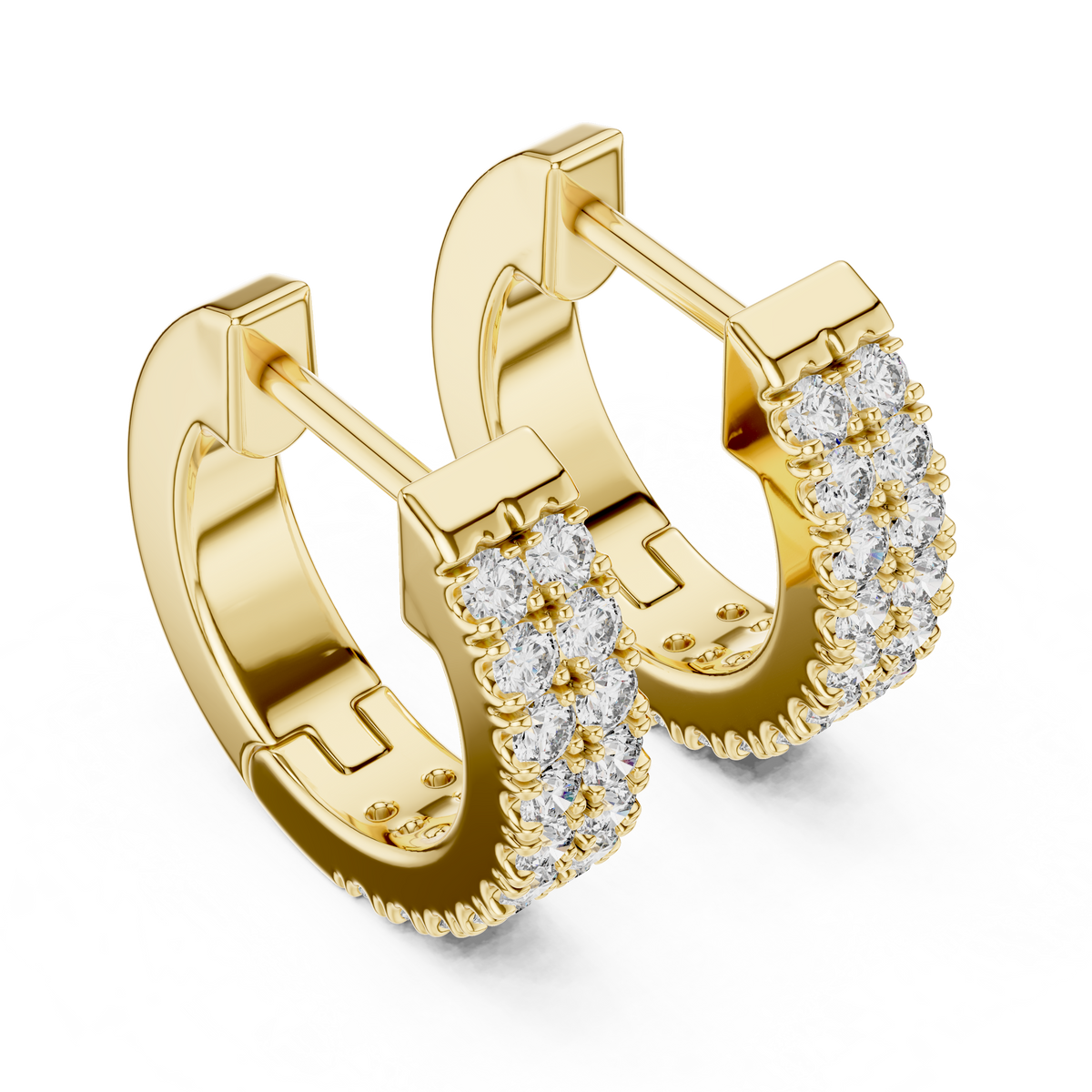 Double Row Lab Grown Diamond Huggie Hoop Earrings