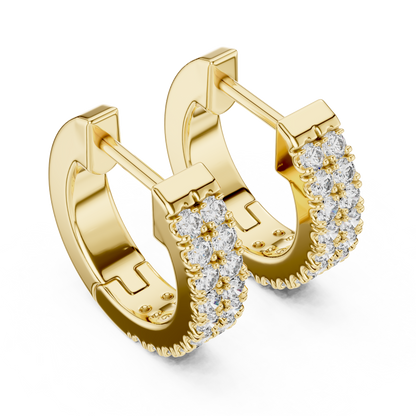 Double Row Lab Grown Diamond Huggie Hoop Earrings