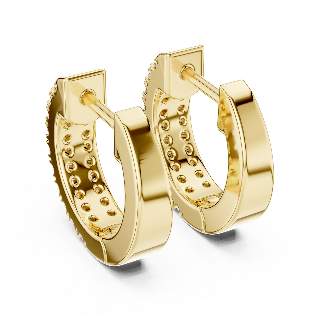 Double Row Lab Grown Diamond Huggie Hoop Earrings