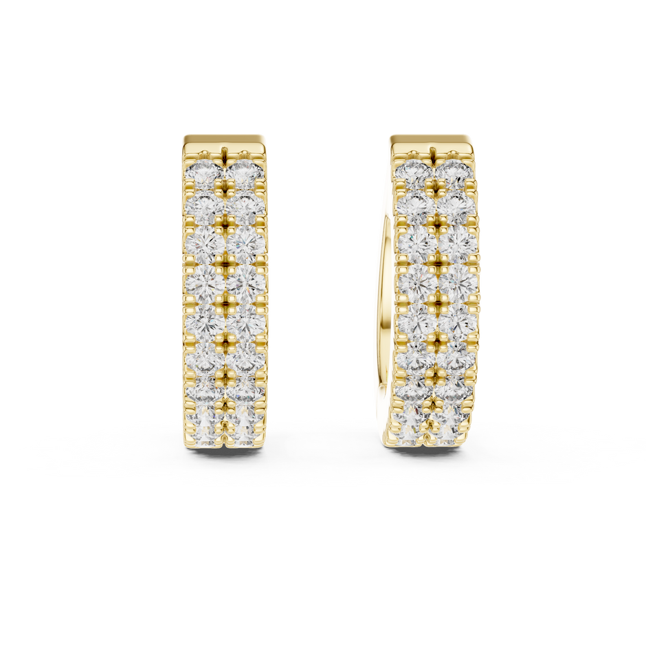 Double Row Lab Grown Diamond Huggie Hoop Earrings