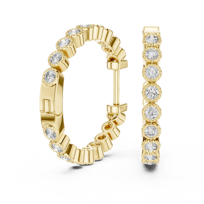 Vintage-Inspired  Round Lab Grown Diamond Small Hoop Earrings for Women