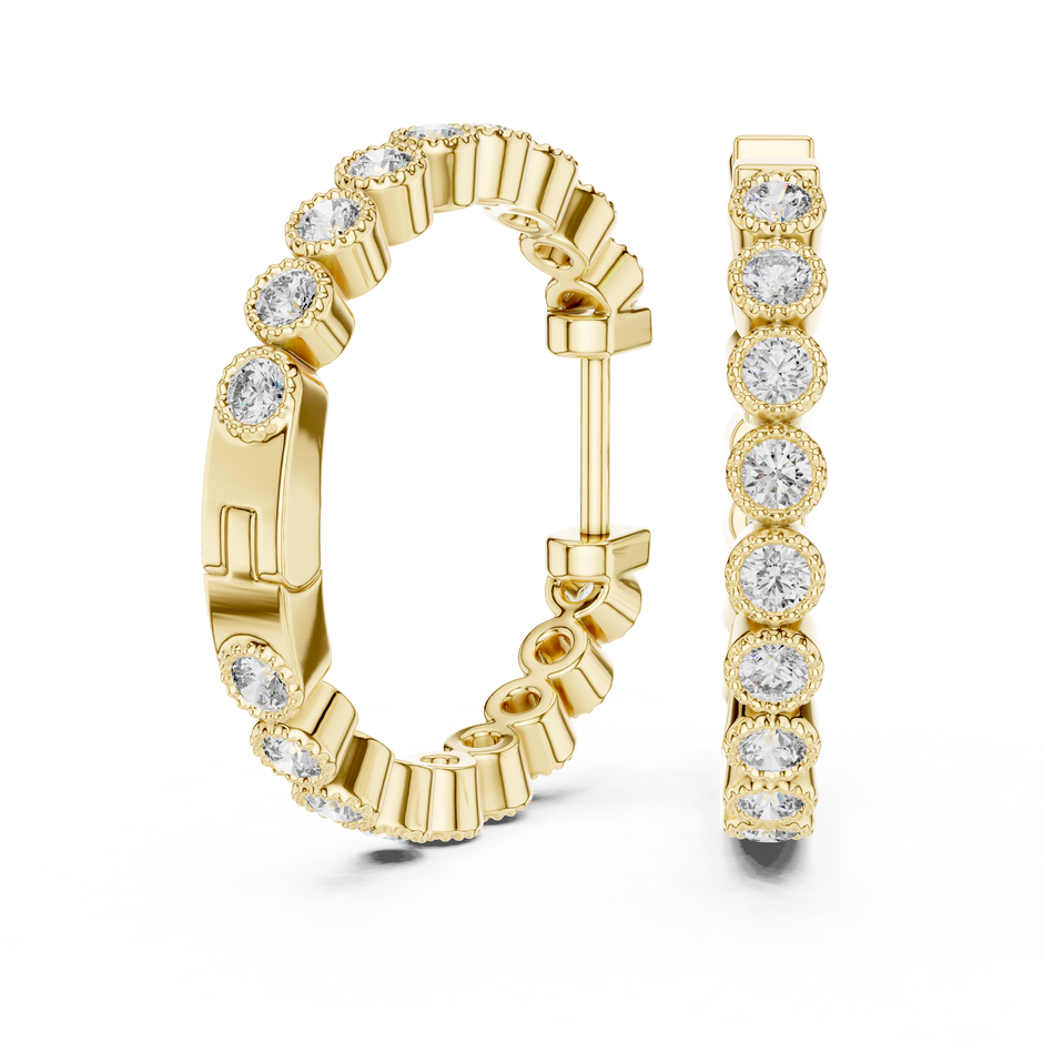 Vintage-Inspired  Round Lab Grown Diamond Small Hoop Earrings for Women