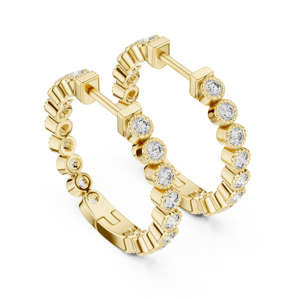Vintage-Inspired  Round Lab Grown Diamond Small Hoop Earrings for Women