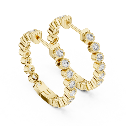 Vintage-Inspired  Round Lab Grown Diamond Small Hoop Earrings for Women