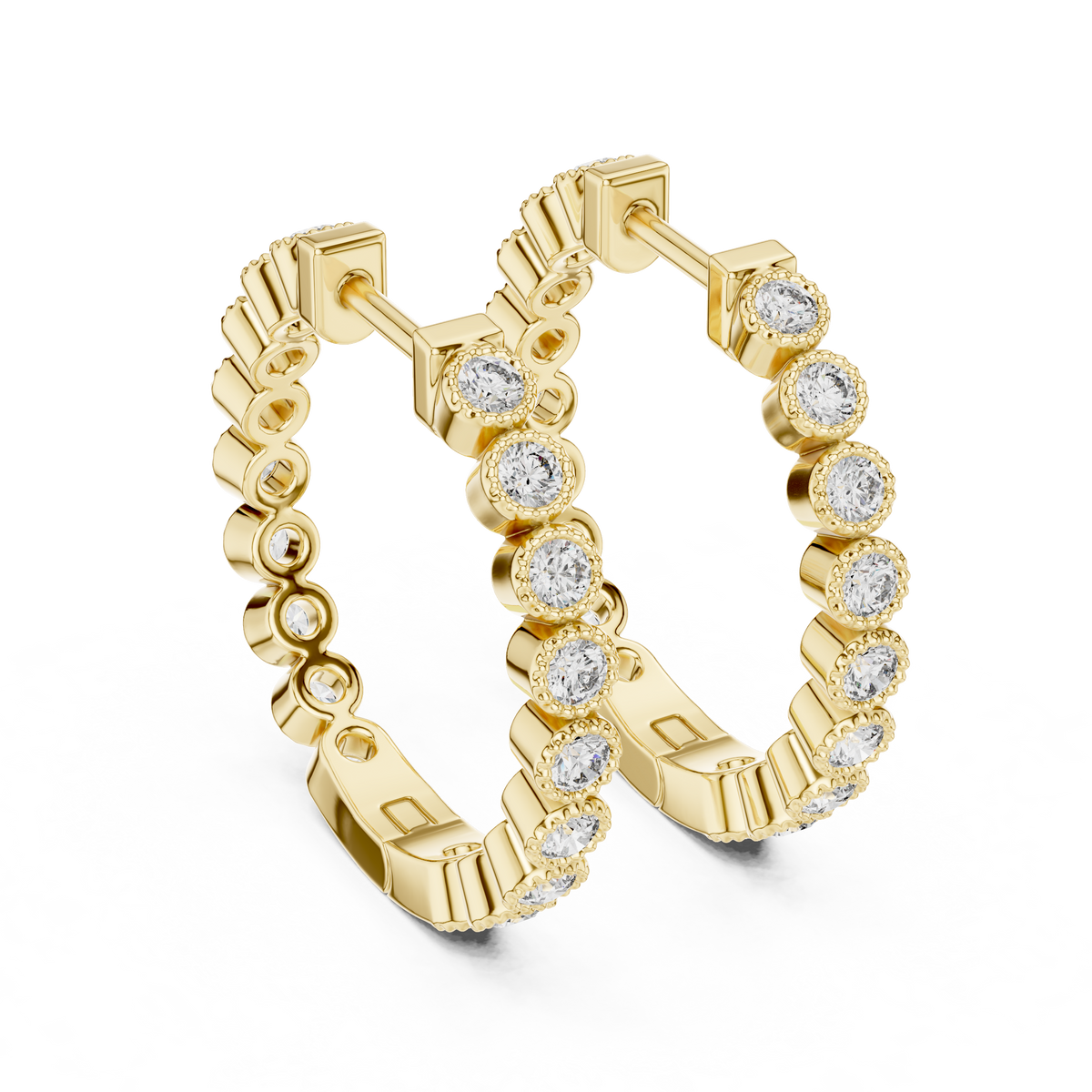 Vintage-Inspired  Round Lab Grown Diamond Small Hoop Earrings for Women