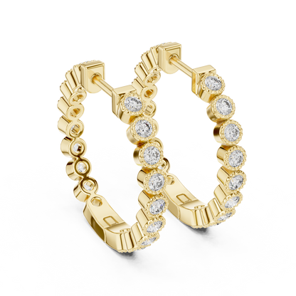 Vintage-Inspired  Round Lab Grown Diamond Small Hoop Earrings for Women