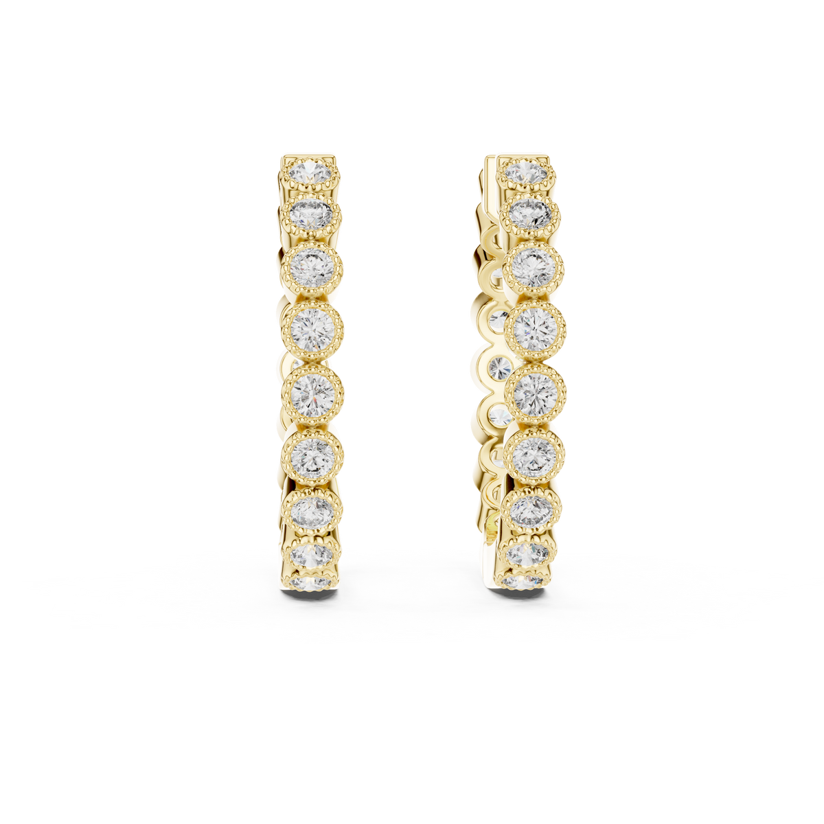 Vintage-Inspired  Round Lab Grown Diamond Small Hoop Earrings for Women