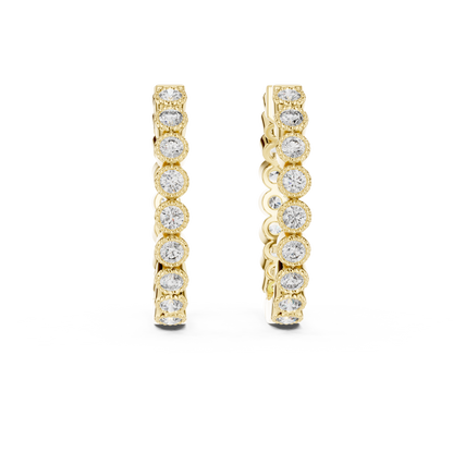 Vintage-Inspired  Round Lab Grown Diamond Small Hoop Earrings for Women