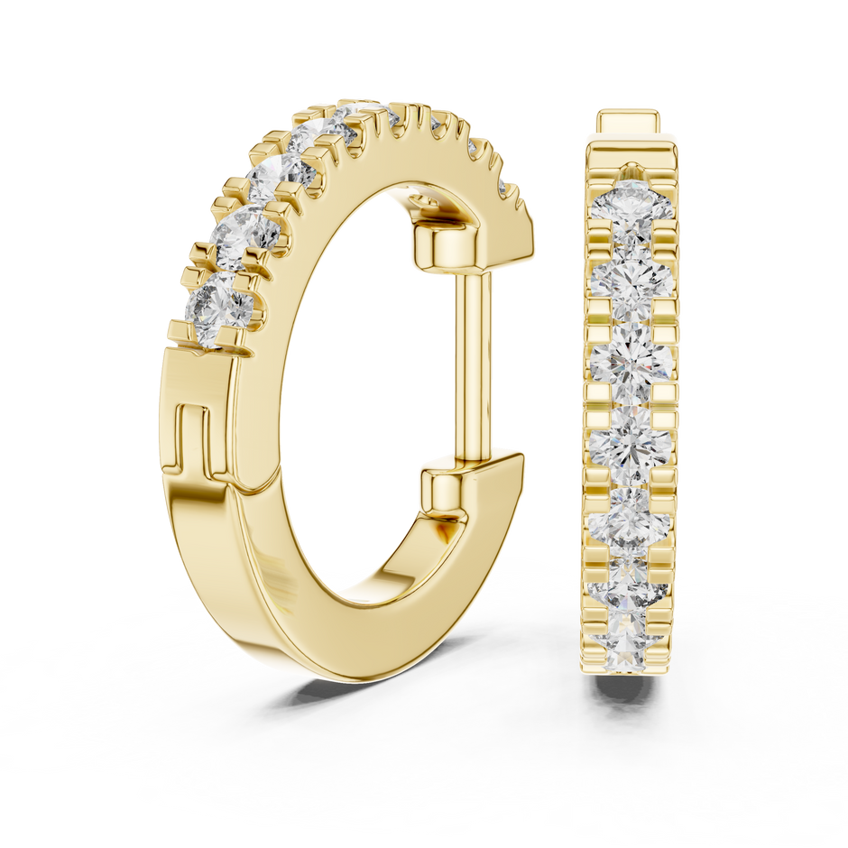 Prong-Set Round Lab Grown Diamond Small Hoop Earrings for Women