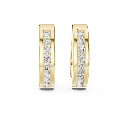 Channel-Set  Lab Grown Diamond Huggie Hoop Earrings For Women