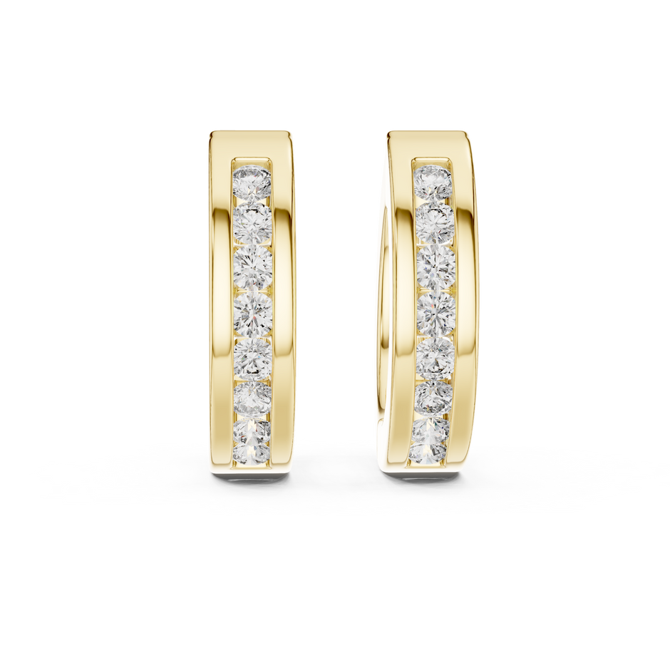 Channel-Set  Lab Grown Diamond Huggie Hoop Earrings For Women