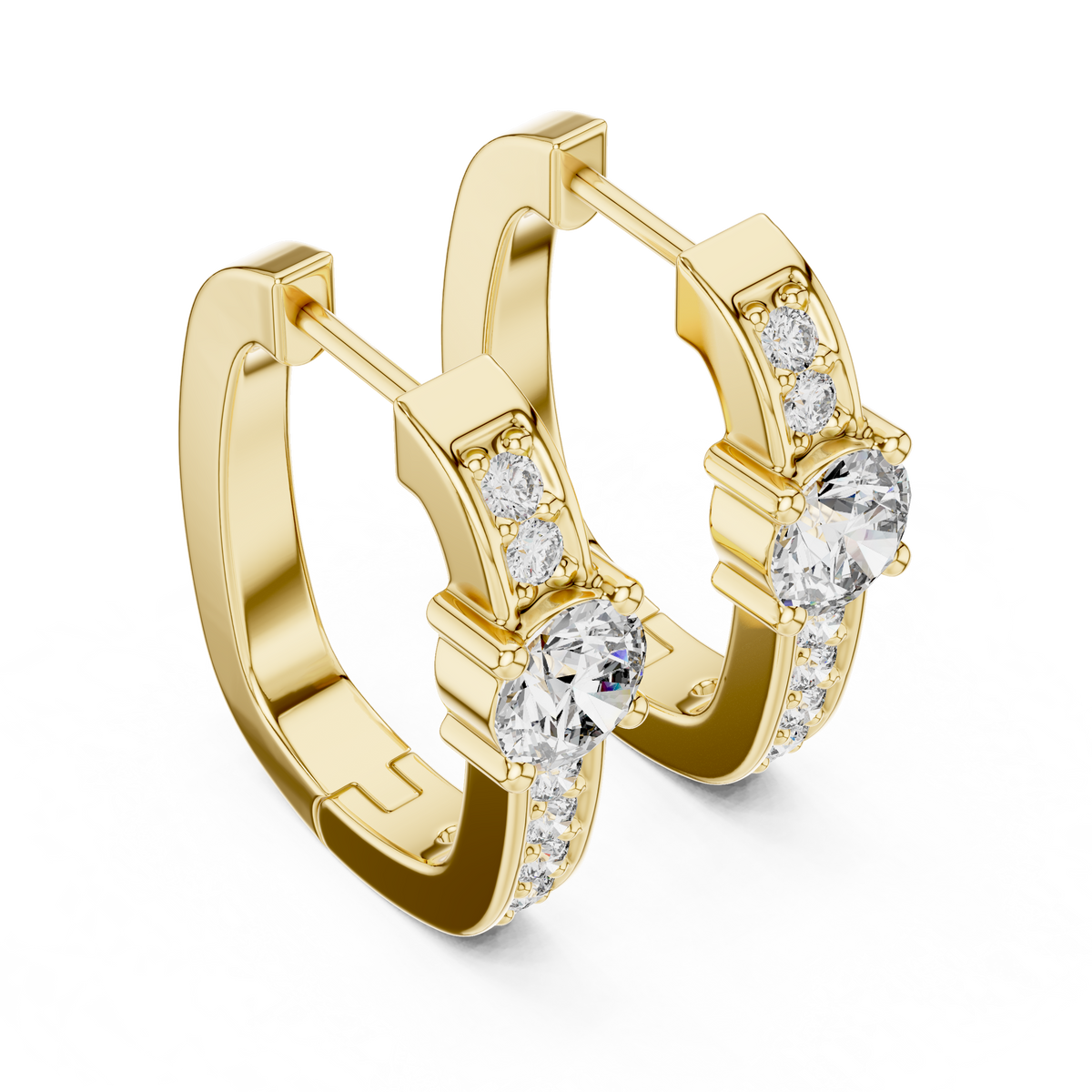 0.30ct Each Center Stone Accent Lab Grown Diamond Huggie Hoop Earrings For Women