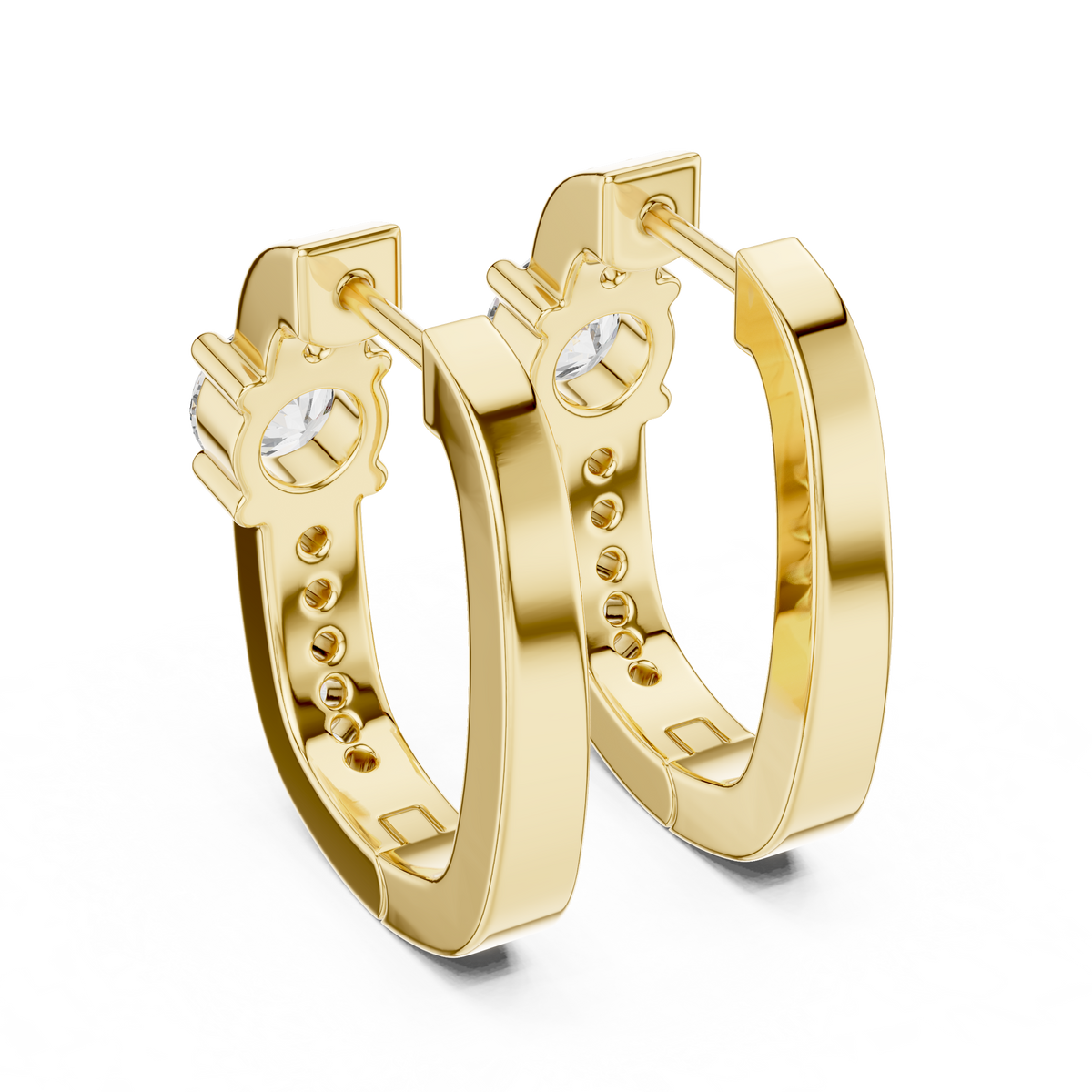 0.30ct Each Center Stone Accent Lab Grown Diamond Huggie Hoop Earrings For Women