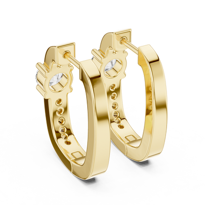 0.30ct Each Center Stone Accent Lab Grown Diamond Huggie Hoop Earrings For Women