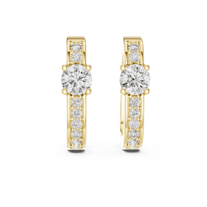 0.30ct Each Center Stone Accent Lab Grown Diamond Huggie Hoop Earrings For Women