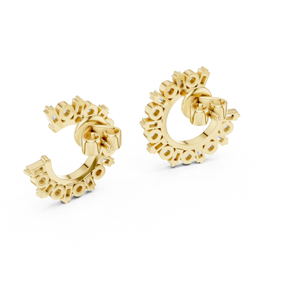 Alternating Round and Baguette Lab Grown Diamond Open Hoop Earrings For Women