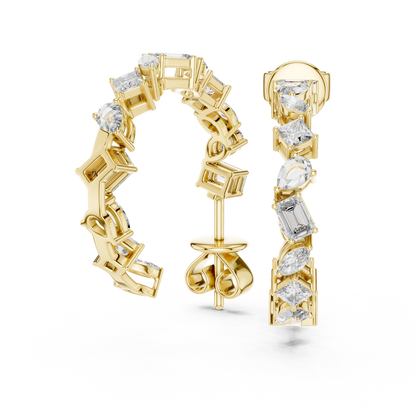 Multi Shape Lab Grown Diamond Open Hoop Earrings For Women
