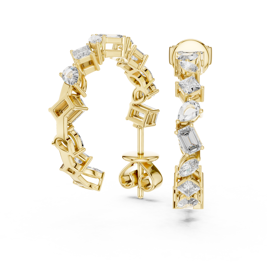 Multi Shape Lab Grown Diamond Open Hoop Earrings For Women