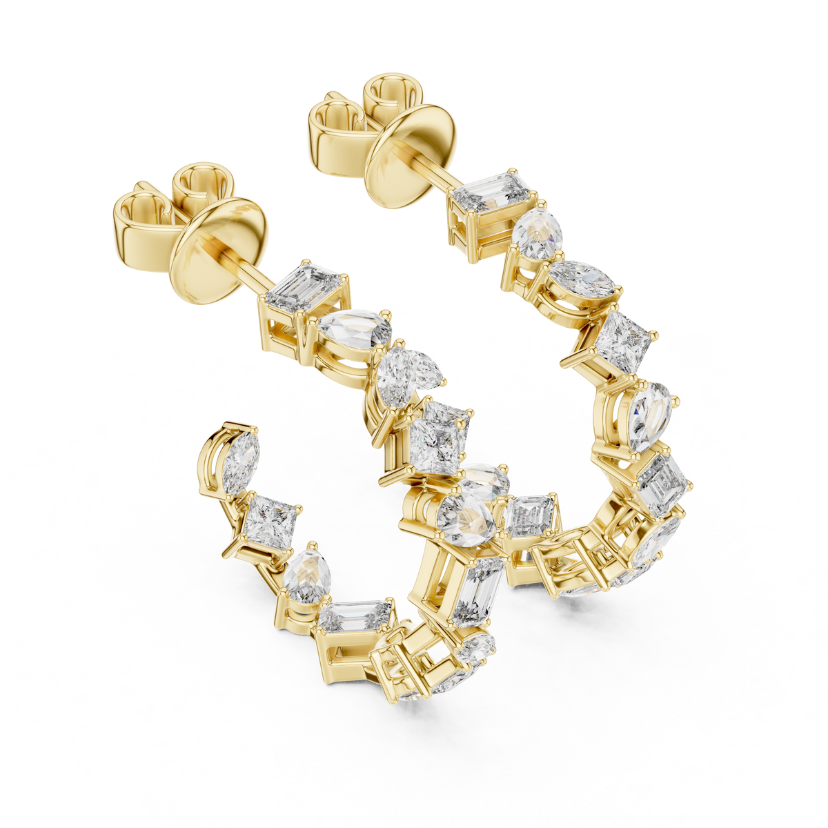 Multi Shape Lab Grown Diamond Open Hoop Earrings For Women