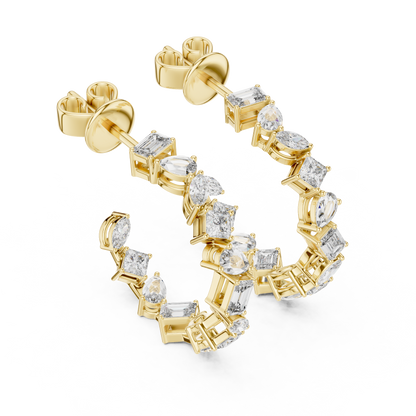 Multi Shape Lab Grown Diamond Open Hoop Earrings For Women