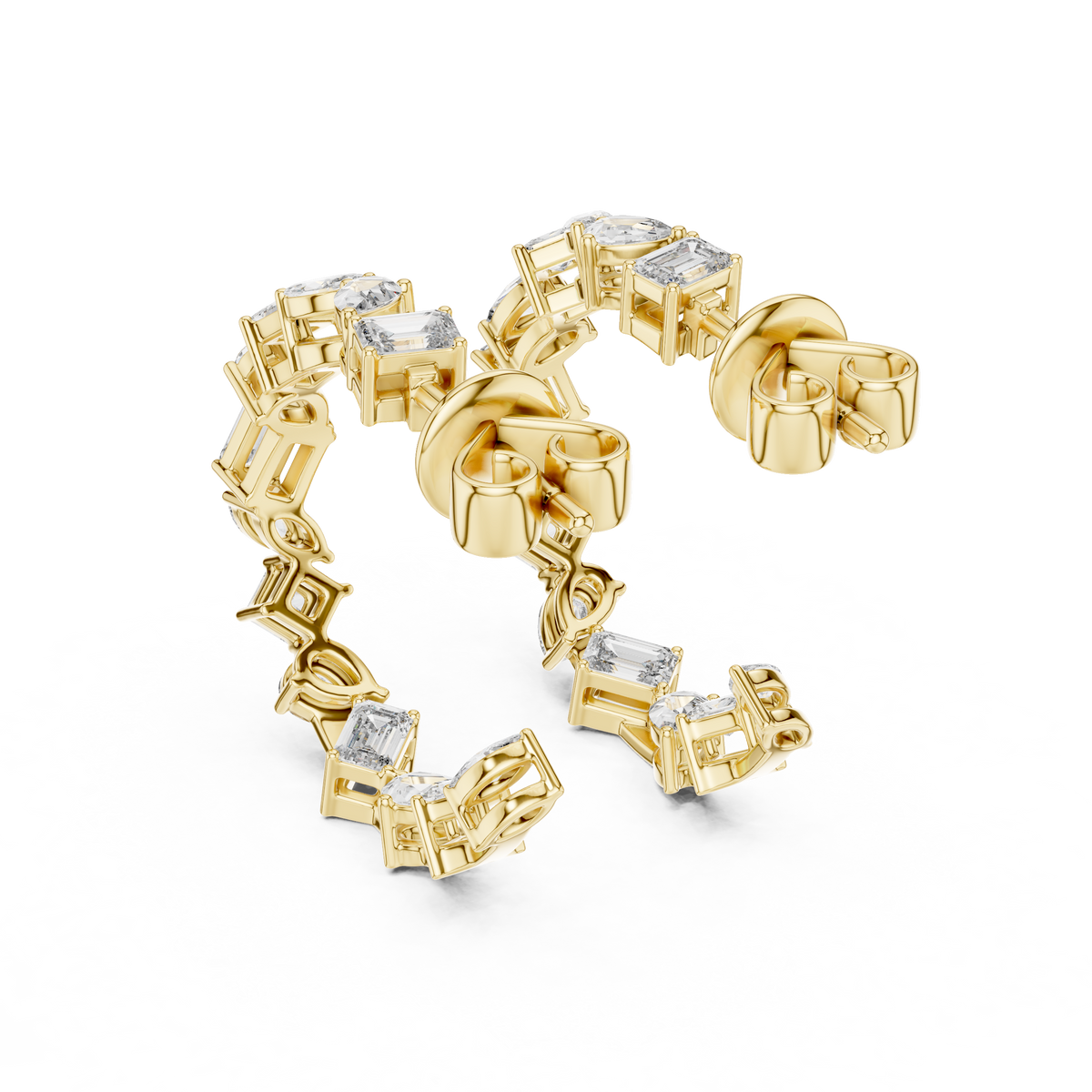 Multi Shape Lab Grown Diamond Open Hoop Earrings For Women