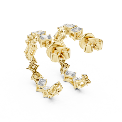 Multi Shape Lab Grown Diamond Open Hoop Earrings For Women