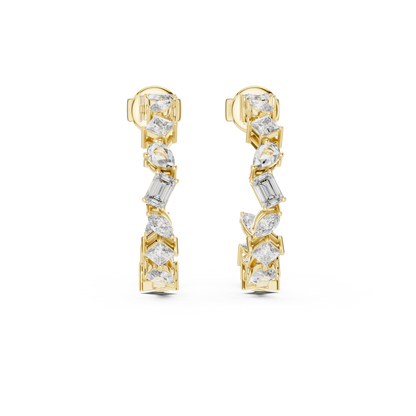 Multi Shape Lab Grown Diamond Open Hoop Earrings For Women